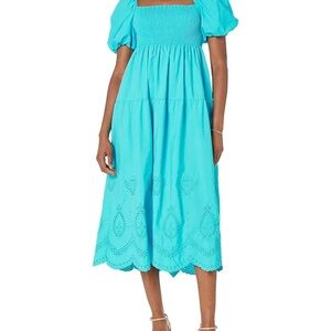 Line & dot off the shoulder midi sz M